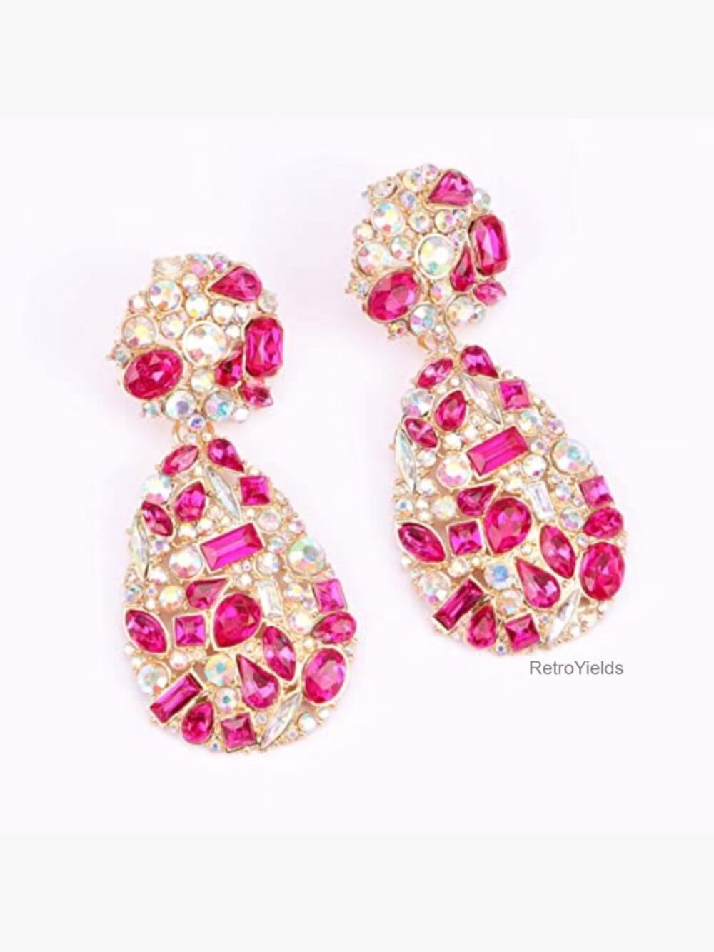 Drop & Dangle Teardrop Rhinestone Statement Earrings - Picture 3 of 6